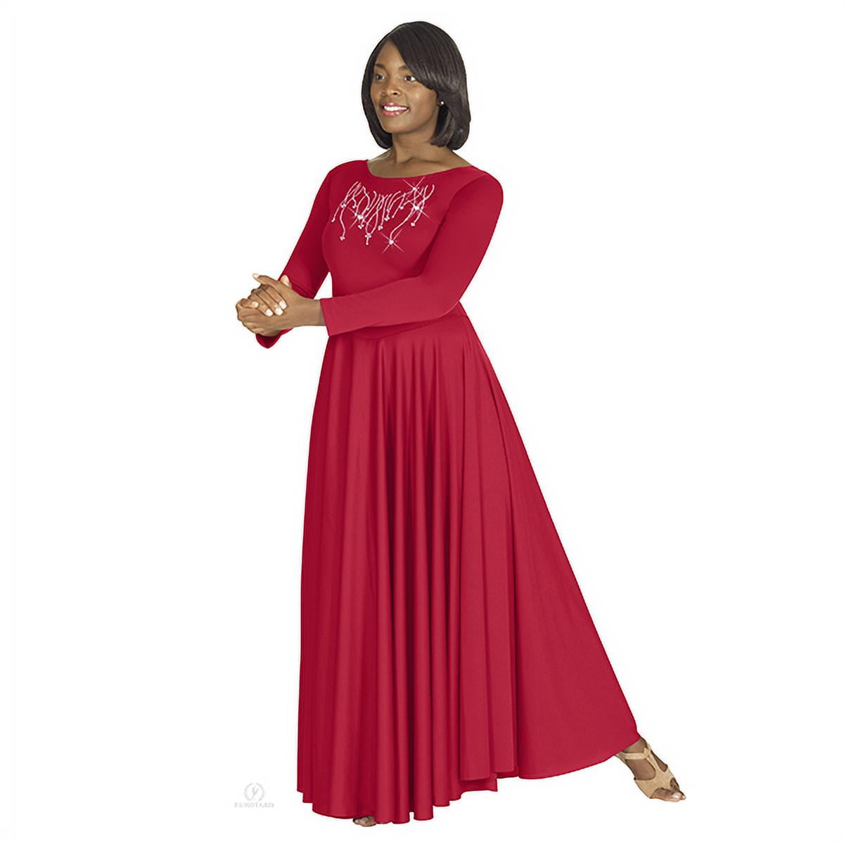 Eurotard Womens Long Sleeve Front Lined Praise Dress with Rhinestone - Walmart.com Eurotard Womens Long Sleeve Front Lined Praise Dress with Rhinestone - Walmart.com