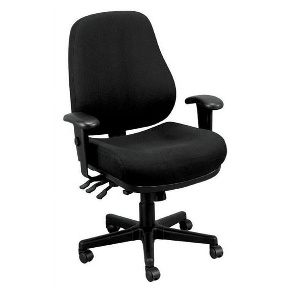 Eurotech 24/7 Adjustable Office Desk Chair with Seat Cushion & Armrests, Black