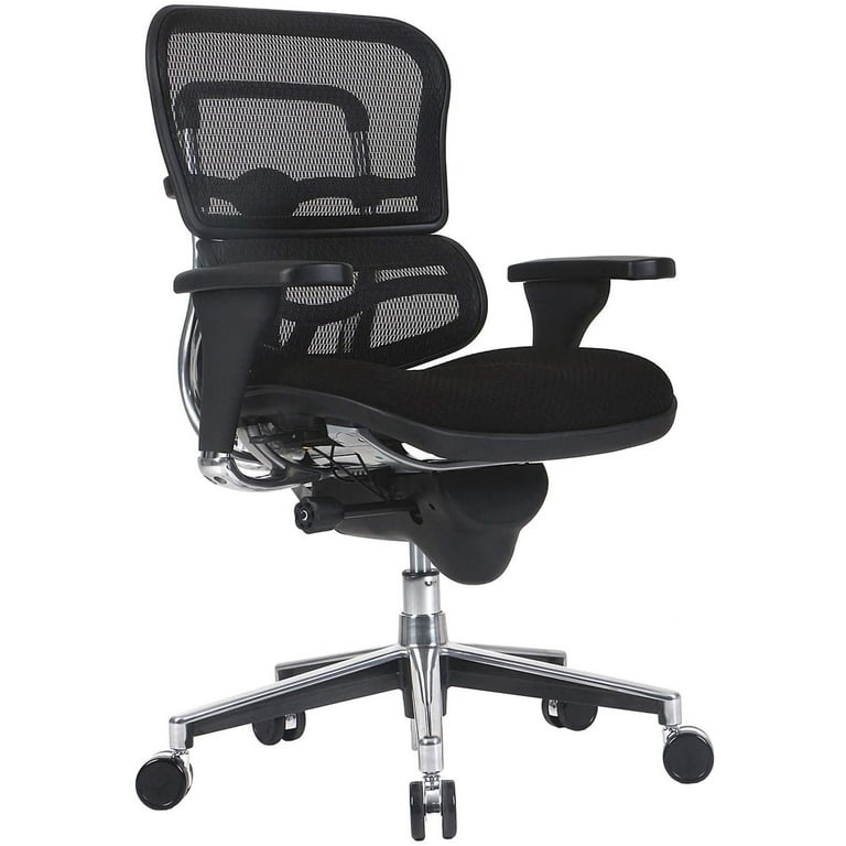 Ergonomic Executive Mesh Chair, Genuine Leather (Black) with headrest –