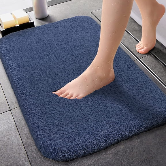 Eurotex Microfiber Bathroom Rugs, Shaggy Soft and Absorbent, Bath Rugs for Bathroom (Navy, 17 x 24)