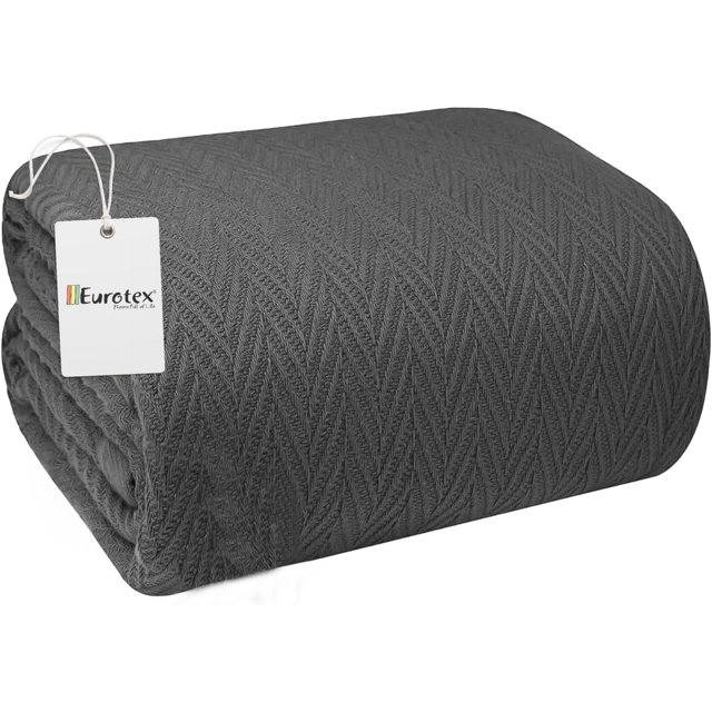 Eurotex King Size Cotton Blankets, Herringbone AllSeason 100 Cotton