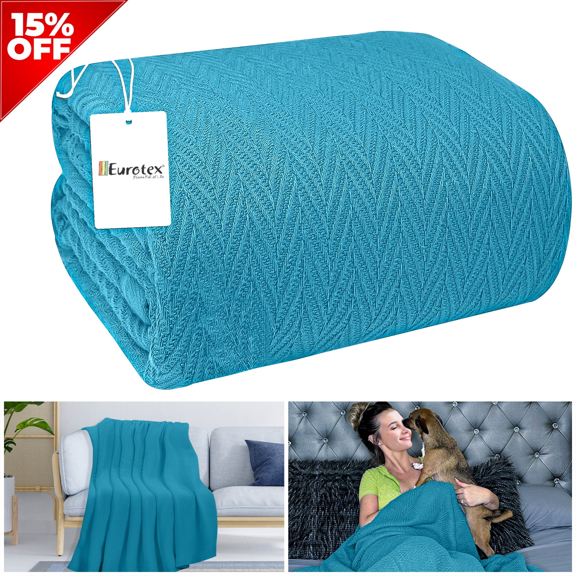 Eurotex Premium Cotton Blankets for Twin Size Bed AllSeason 100