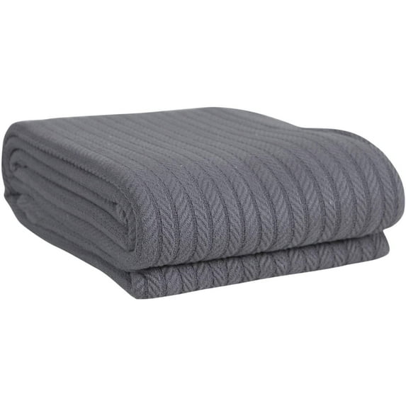 Eurotex Premium Cotton Blankets for Bed, All-Season Cozy 100% Cotton Blanket Grey