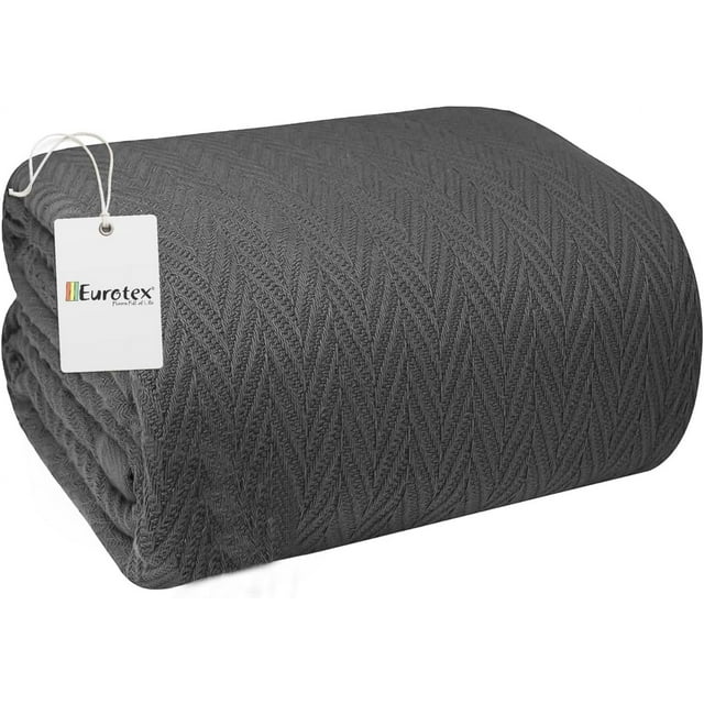 Eurotex Queen Size Cotton Blankets, Herringbone AllSeason 100 Cotton