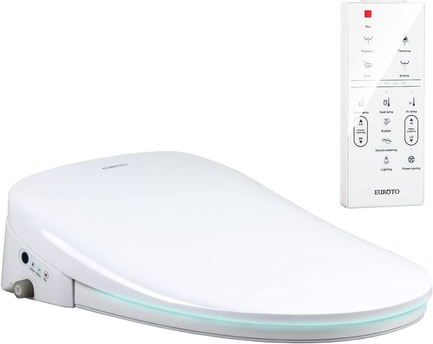 Euroto 6828 Smart Toilet Bidet Luxury Seat, Unlimited Warm Water, Nightlight, White, 1 Piece