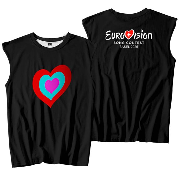 Eurovision 2025 Heart Tank Tops Eurovision Song Contest Merch Sleeveless Sport Vest Women Men Outdoor Sportwear