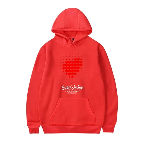 Eurovision Red Heart Hoodies Eurovision Song Contest 2025 Merch Women Men Casual Long Sleeve Sweatshirt Fashion Clothes