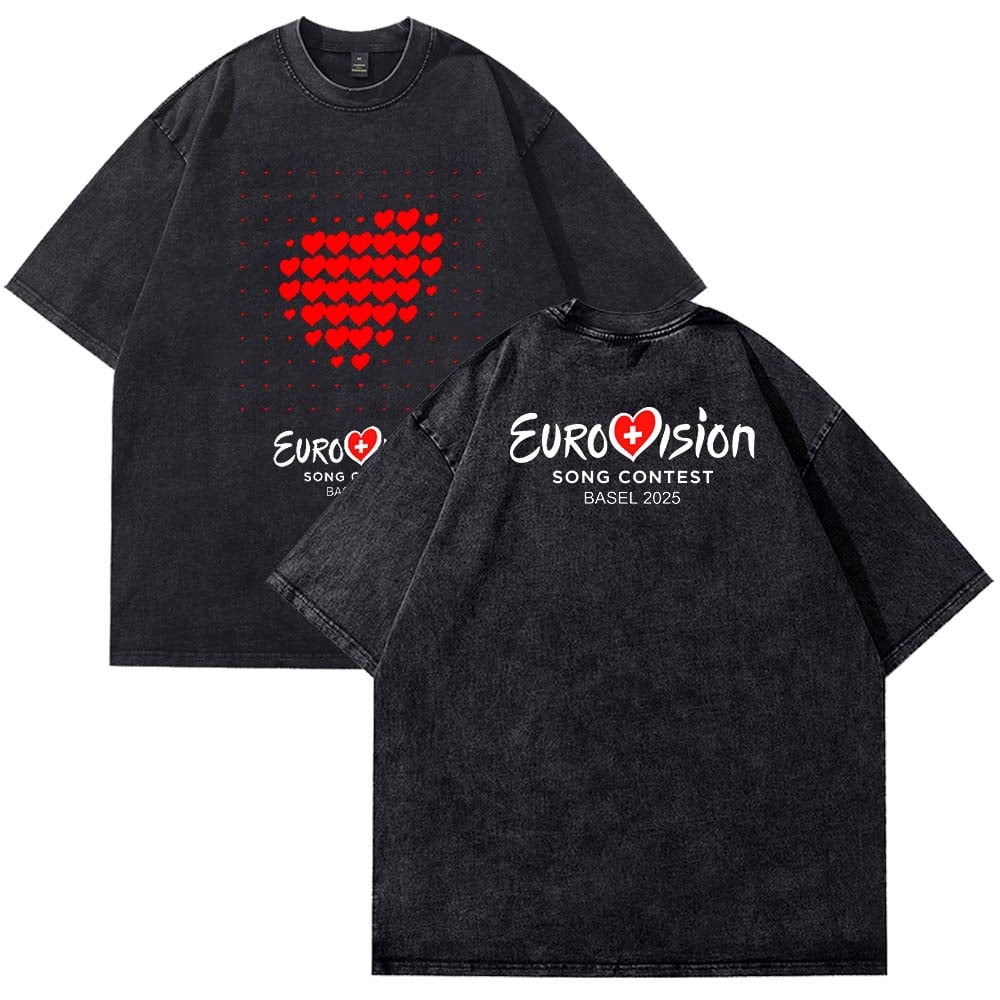 Eurovision Red Heart T-Shirt Eurovision Song Contest 2025 Merch Cotton ...