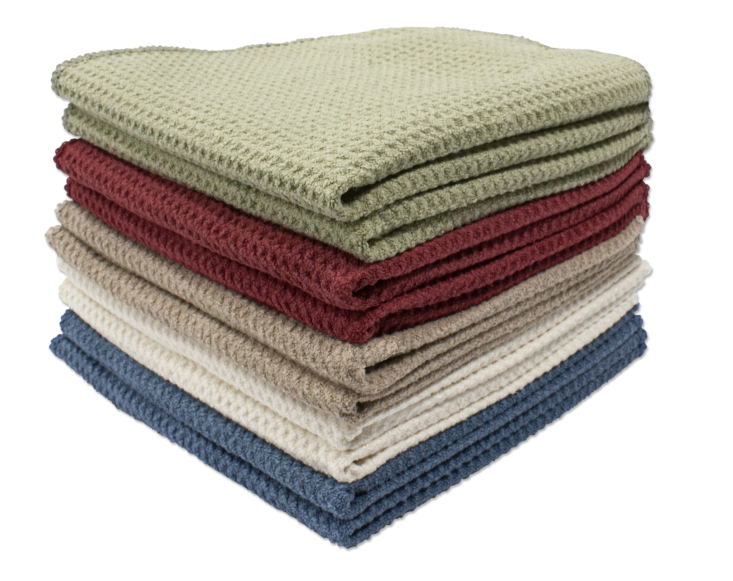 T-FAL Coordinating Flat Waffle Weave Dish Cloth Set, 94867 - Breeze - 100%  Pure Cotton - 8Pk - 12 in. x 13 in.