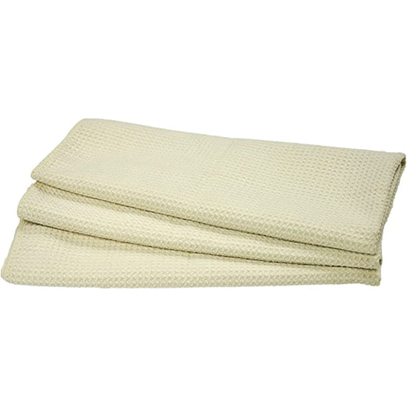 Eurow Microfiber Waffle Weave Kitchen Towel (3-Pack, Cream)
