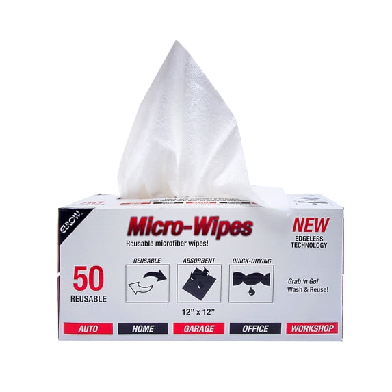 Eurow Microfiber Wipe and Clean Cloths 12" x 12" with Dispenser Box 50 Pack, White