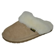 Eurow Sheepskin Women's Hardsole Scuff Slipper - Sand/White, Size 9
