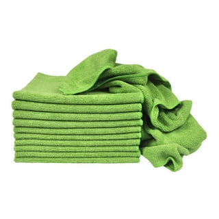 Eurow Microfiber Cleaning Towels Green with Black Trim 12 x 12in 350 GSM 50 Pack