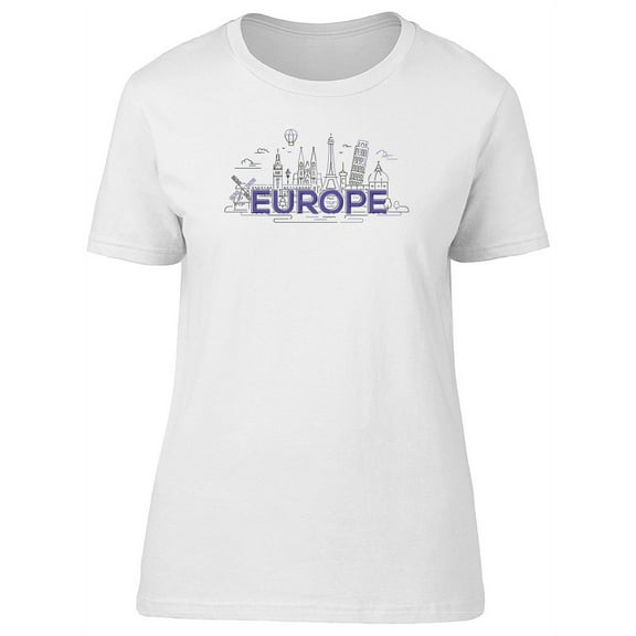 Eurpoe Landmarks, Travel Lovers Tee Women's -Image by Shutterstock