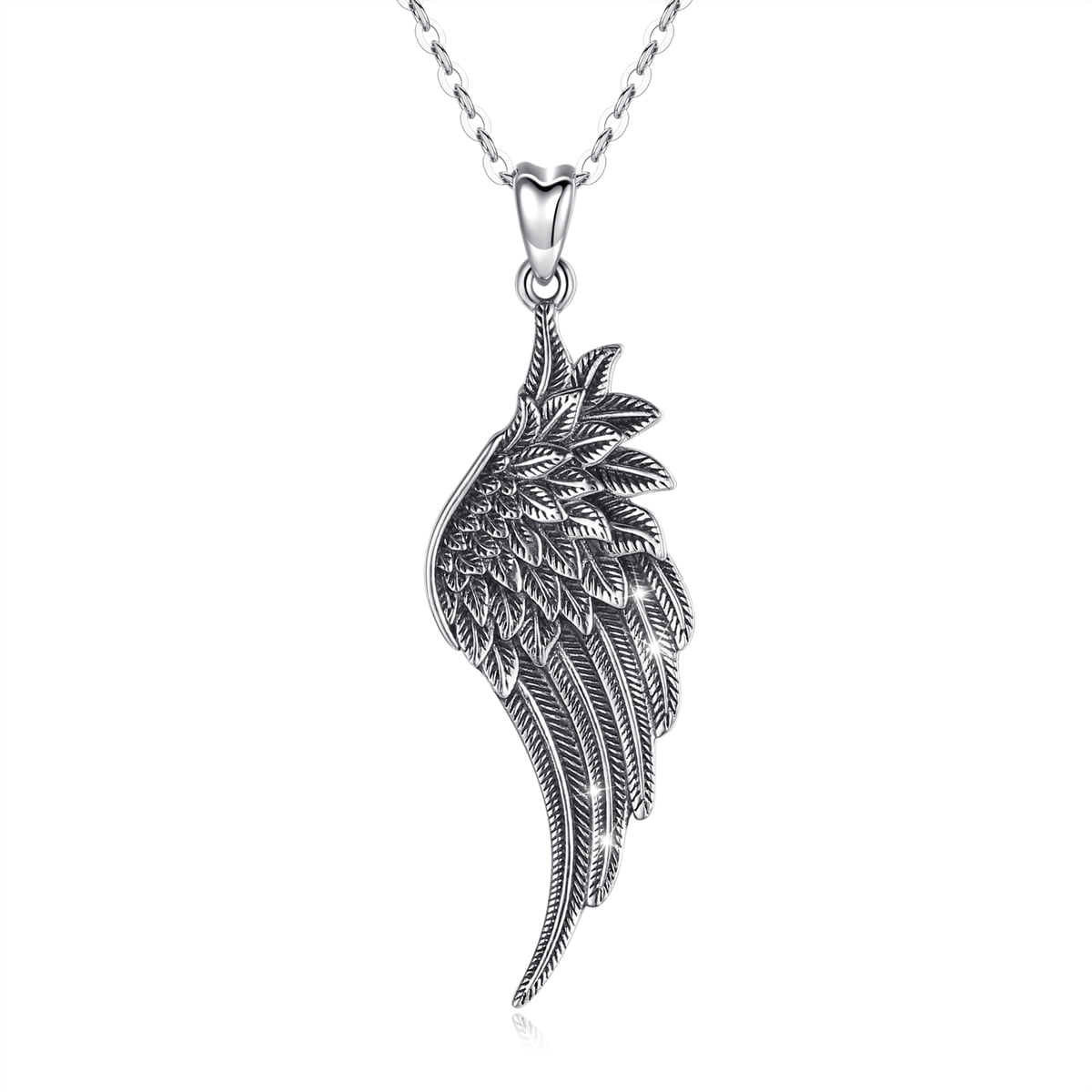 Eusense Angel Wings Pendant Necklace for Women Men, 925 Sterling