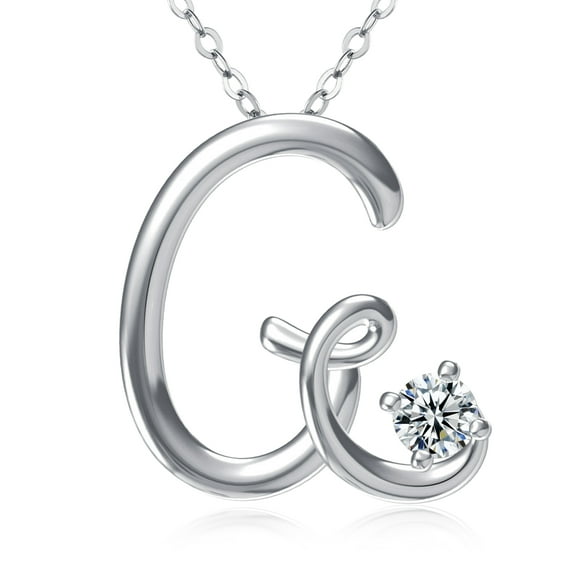 Eusense Initial Necklace Letter G Pendant Silver 925 Alphabet Jewellery for Women Girls