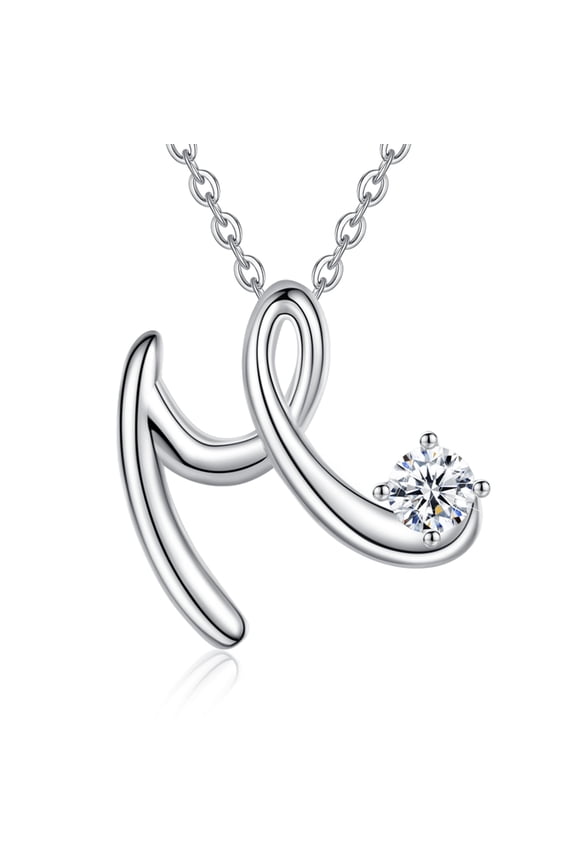 Initial Necklace Letter M Pendant Necklace for Women, 925 Sterling Silver Alphabet Jewellery