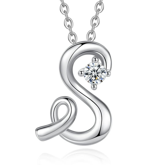 Eusense Initial Necklace Letter S Pendant for Women, 925 Sterling Silver Alphabet Jewelry Gifts