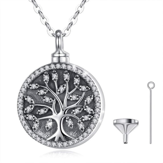 Eusense Urn Necklaces for Ashes 925 Sterling Silver Tree of Life Cremation Pendant Memorial Jewelry