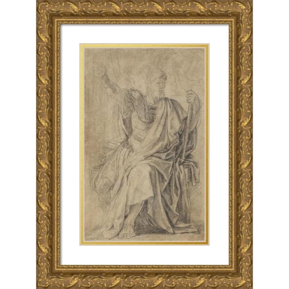 Eustache Le Sueur 11x14 Gold Ornate Wood Frame and Double Matted Museum Art Print Titled - Study for the Figure of Astasius (1652)
