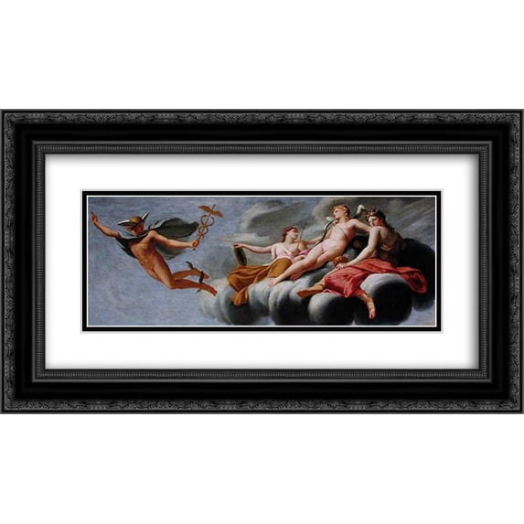 Eustache Le Sueur 2x Matted 24x14 Black Ornate Framed Art Print 'Cupid Ordering Mercury to Announce his Power to the Universe'
