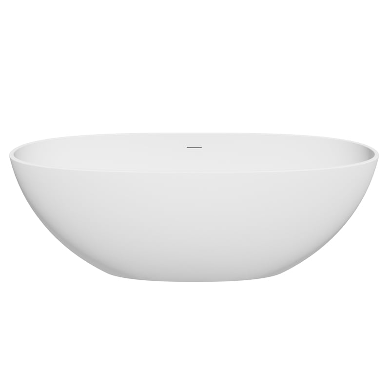 Euston 65'' Matte White Solid Surface Freestanding Oval Bathtub