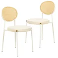 thumbnail image 1 of Euston Modern Upholstered Dining Chair with Round Wicker Back Style Set of 2, 1 of 12