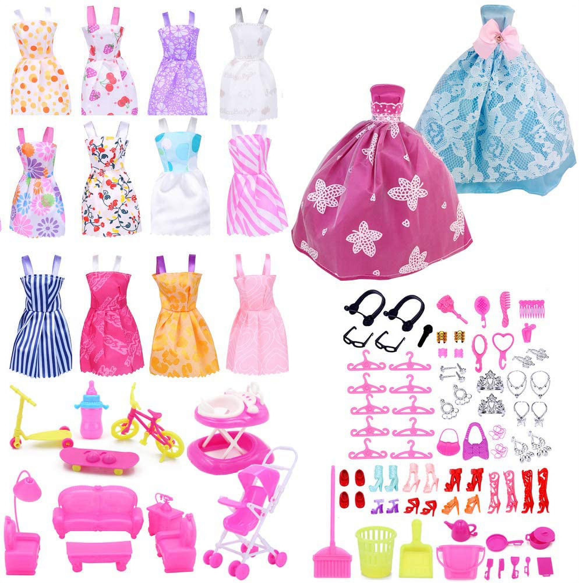 Eutenghao Eutenghao 123Pcs Clothes And Accessories For 11.5 Inch Dolls Contain 13 Party Gown Outfits Dresses For 11.5 Inch Doll Handmade Doll Wedding Dresses And 108Pcs Doll Accessories For 11.5 Inch - image 1 of 9