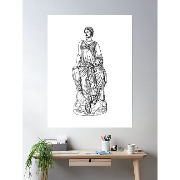 Euterpe Greek Muse Of Music Poster Wall Art, Modern Wall Decor For Living Room Bedroom, 24x36 UNFRAMED