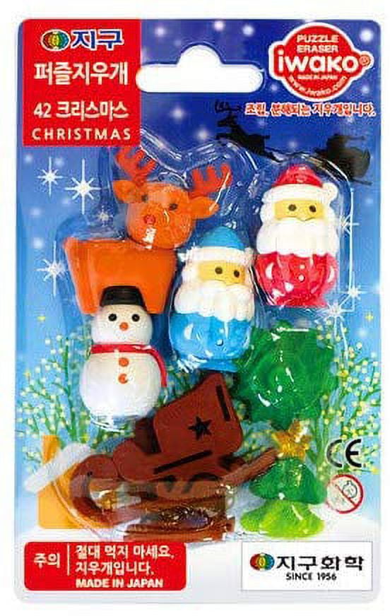 Eutuxia Iwako Erasers for Kids, 3D Assorted Cute & Adorable Christmas