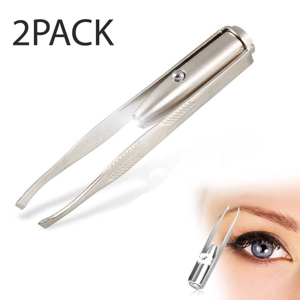 Eutuxia Tweezers with LED Light. Eyebrow and Eyelash Hair Removal Tool