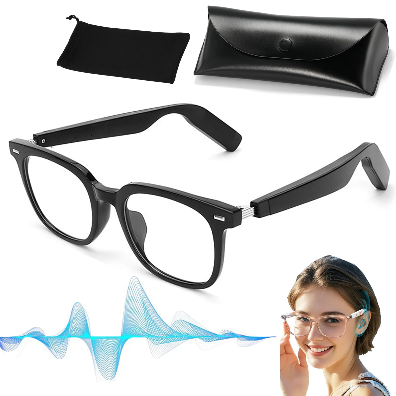 Euvelle Bluetooth Glasses, Smart Glasses with AI, Smart Glasses for Men ...