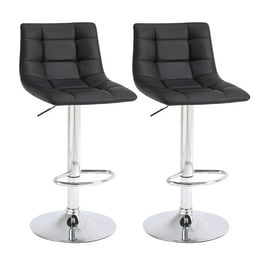 Homall Bar Stools Set of 2 Modern PU Leather Height Adjustable Hydraulic Kitchen Counter Square Island Swivel Barstool with Armrest Gray Walmart