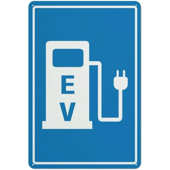 Ev Electric Vehicle Charging Station Sign Warning Sticker-Security Sign Outdoor Sign 12 X 8 Inches