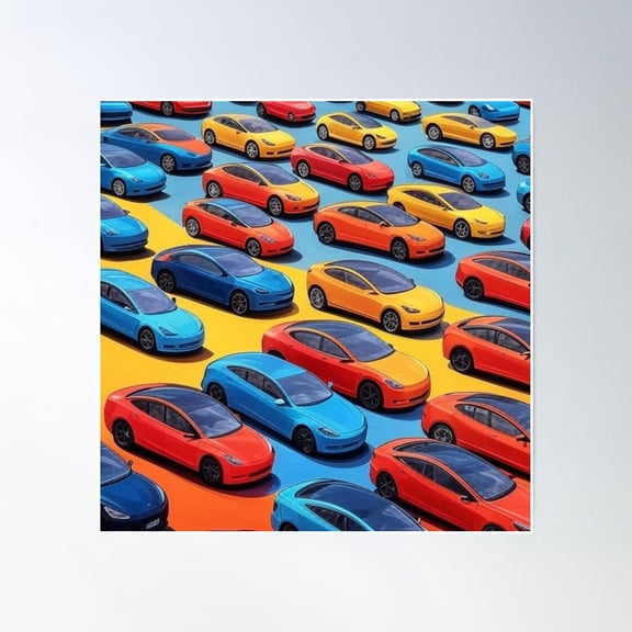 Ev Poster Wall Art, Modern Wall Decor, 16x16 UNFRAMED