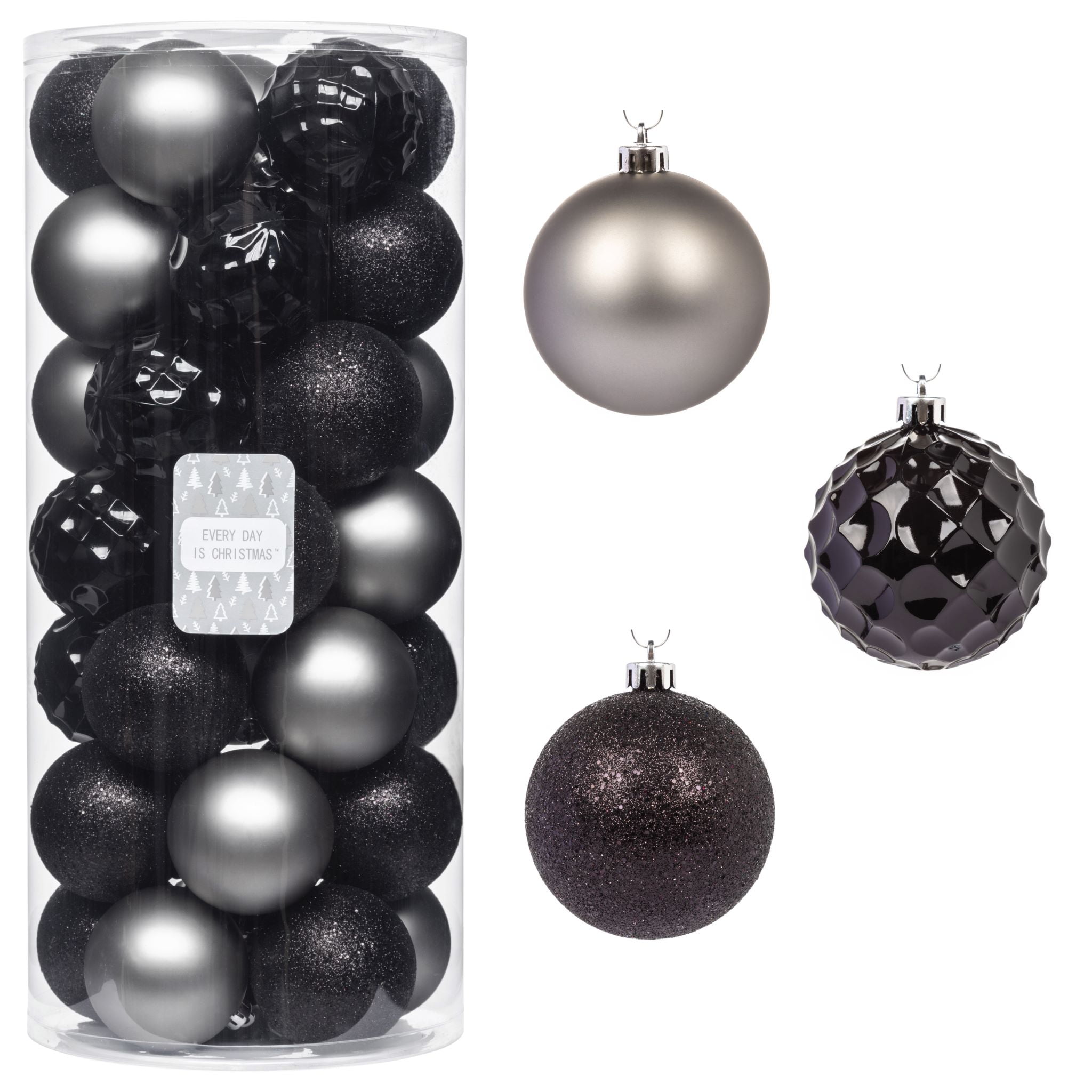 100 Pcs Black Christmas Ball Ornaments Christmas Tree Decoration Hangi –  Puppipop