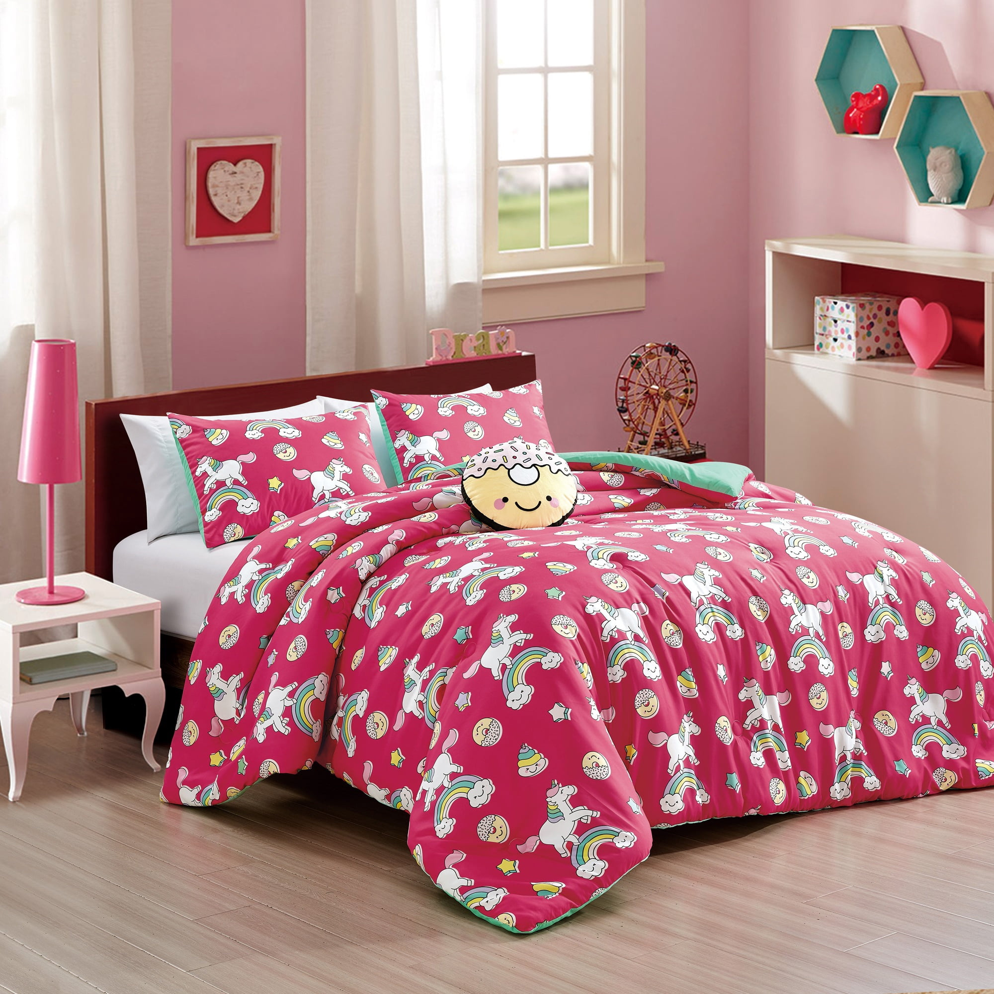 EvJK 3-4PC KID COMFORTER – Soft & Cozy Luxury Print Comforter with Coordinated Shams and Toy Pillow, Full