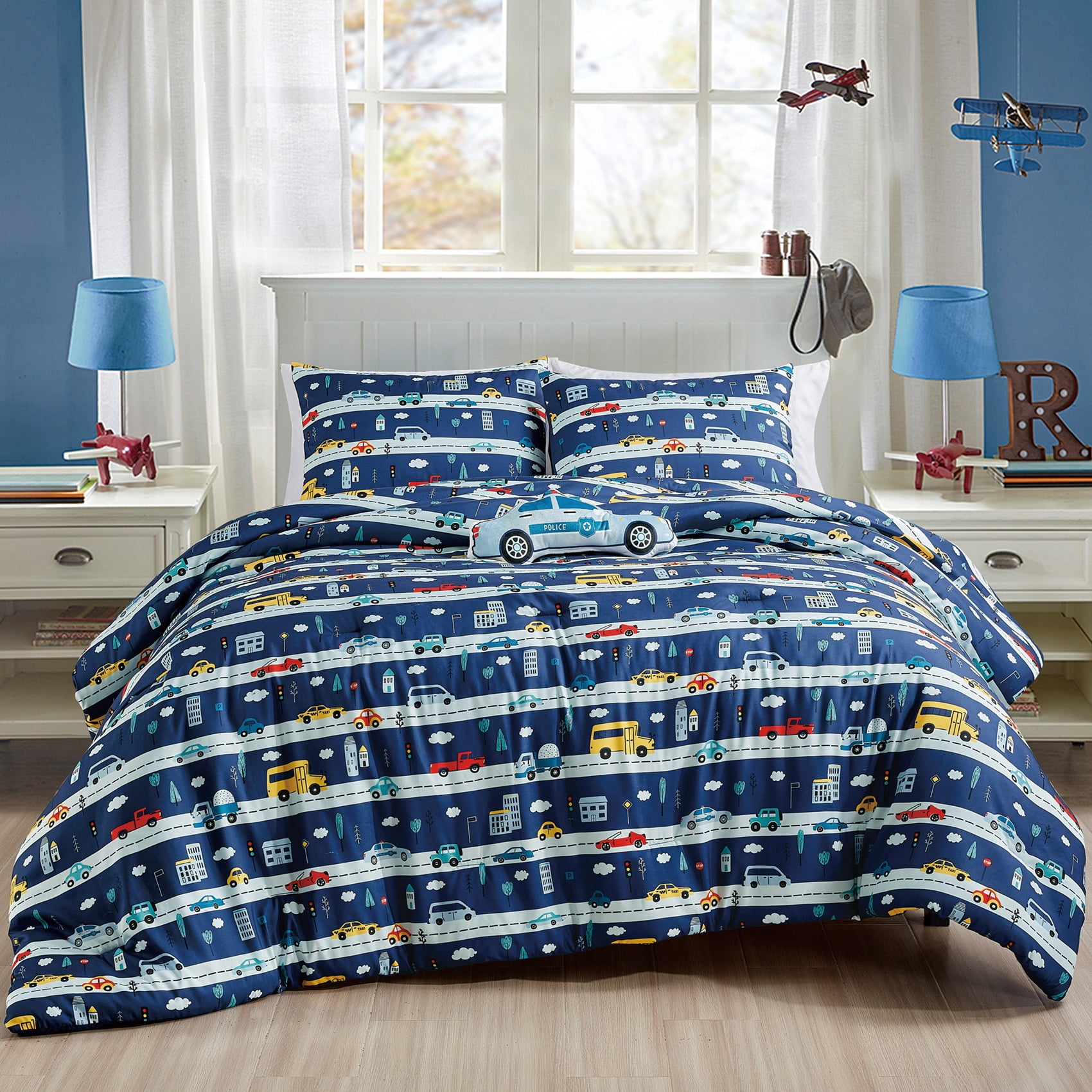 EvJK 3-4PC KID COMFORTER – Soft & Cozy Premium Print Comforter with Coordinated Shams and Toy Pillow, Twin