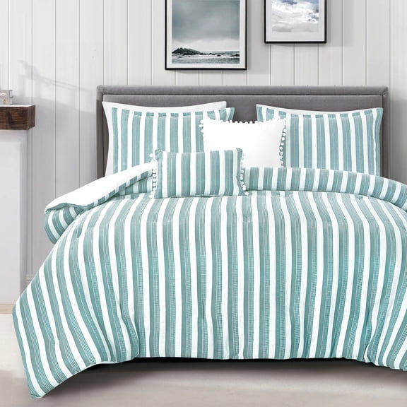 EvJK 5-Piece Comforter Set – Soft & Cozy Premium Slub Comforter with Coordinated Shams and Decorative Pillows, Queen