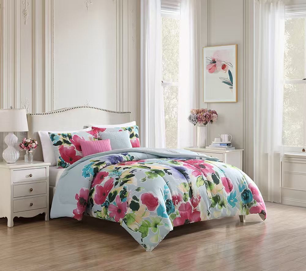 EvJK 5-Piece Comforter Set – Soft & Cozy Ultra Soft Slub Comforter with Coordinated Shams and Decorative Pillows, Full