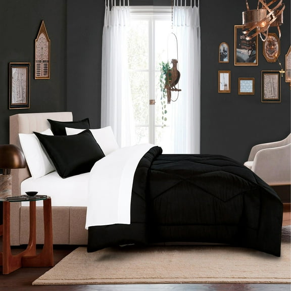 EvJK 7-Piece Comforter Set – Breathable Polyester, All-Season, Reversible, Luxury Bedding Set – Twin