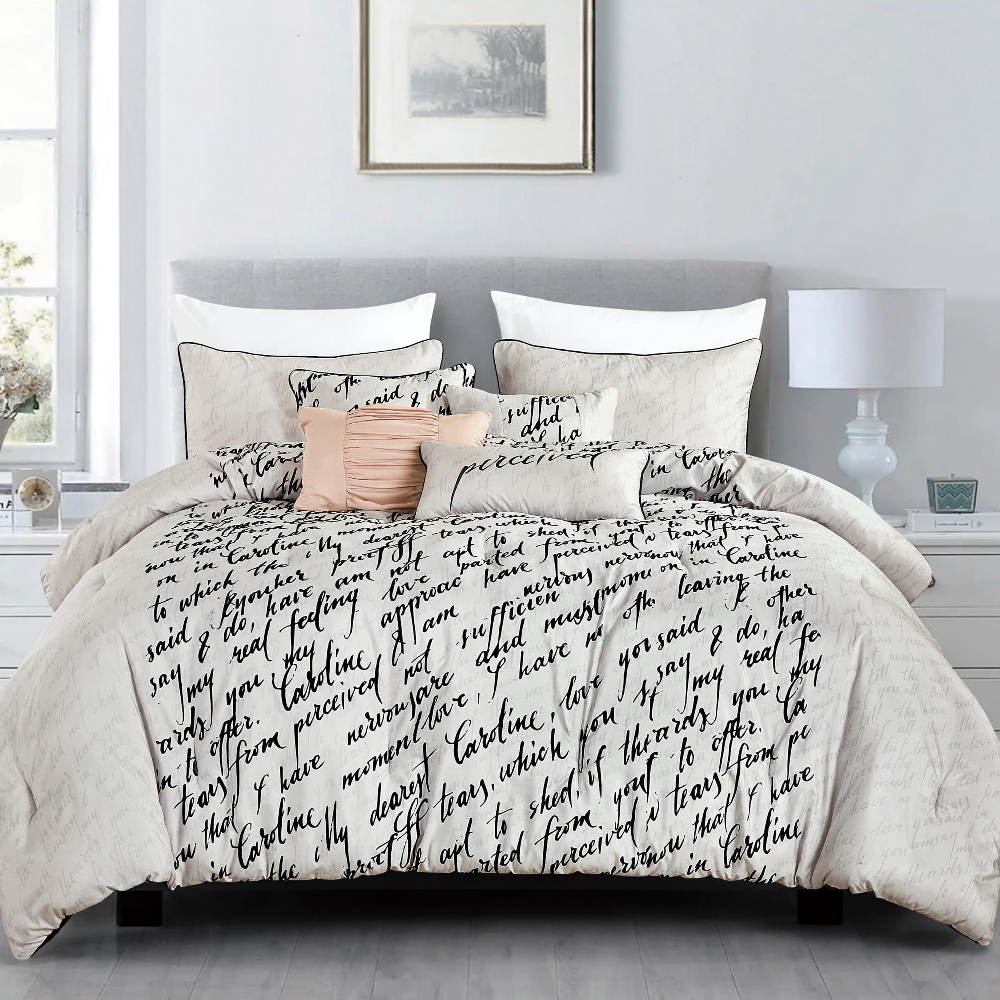EvJK 7-Piece Comforter Set – Decorative Polyester, Breathable, Soft & Cozy, Decorative Bedding Set – King