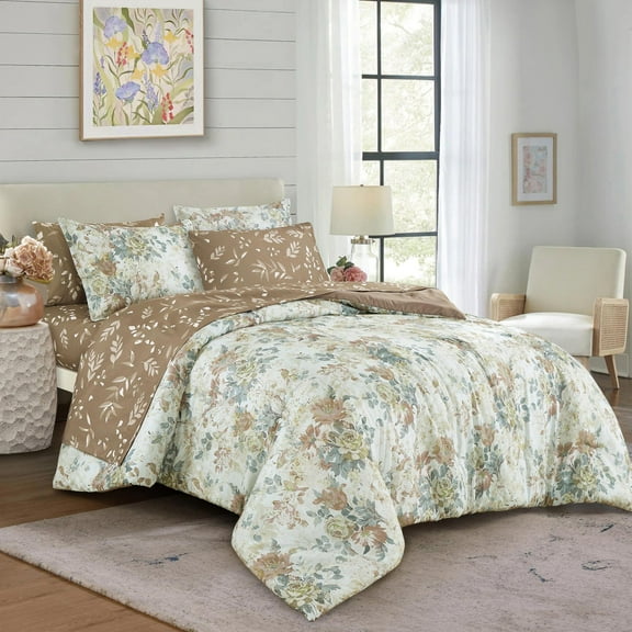 EvJK 7-Piece Comforter Set – Soft & Comfortable Polyester, All-Season, Reversible, Luxury Bedding Set – Twin XL