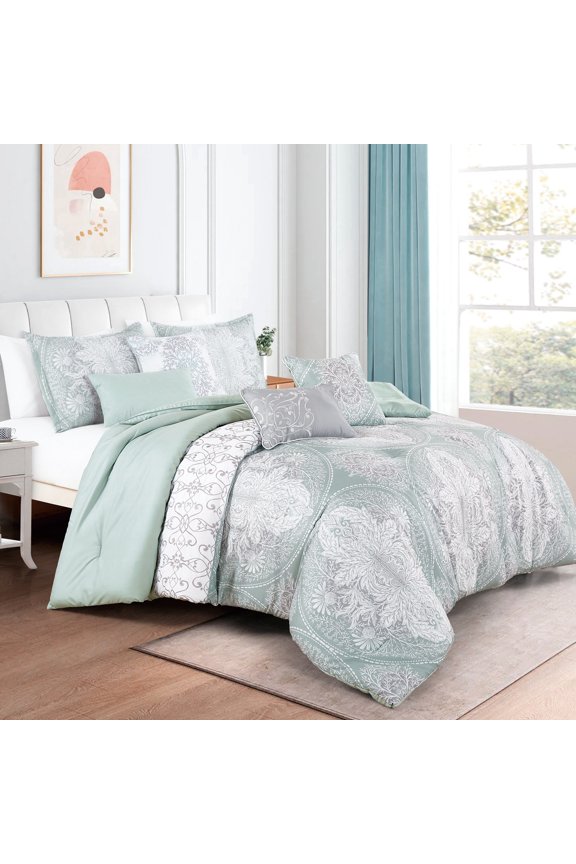 7-Piece Comforter Set – Ultra-Soft Polyester, All-Season, Reversible, Luxury Bedding Set – Queen
