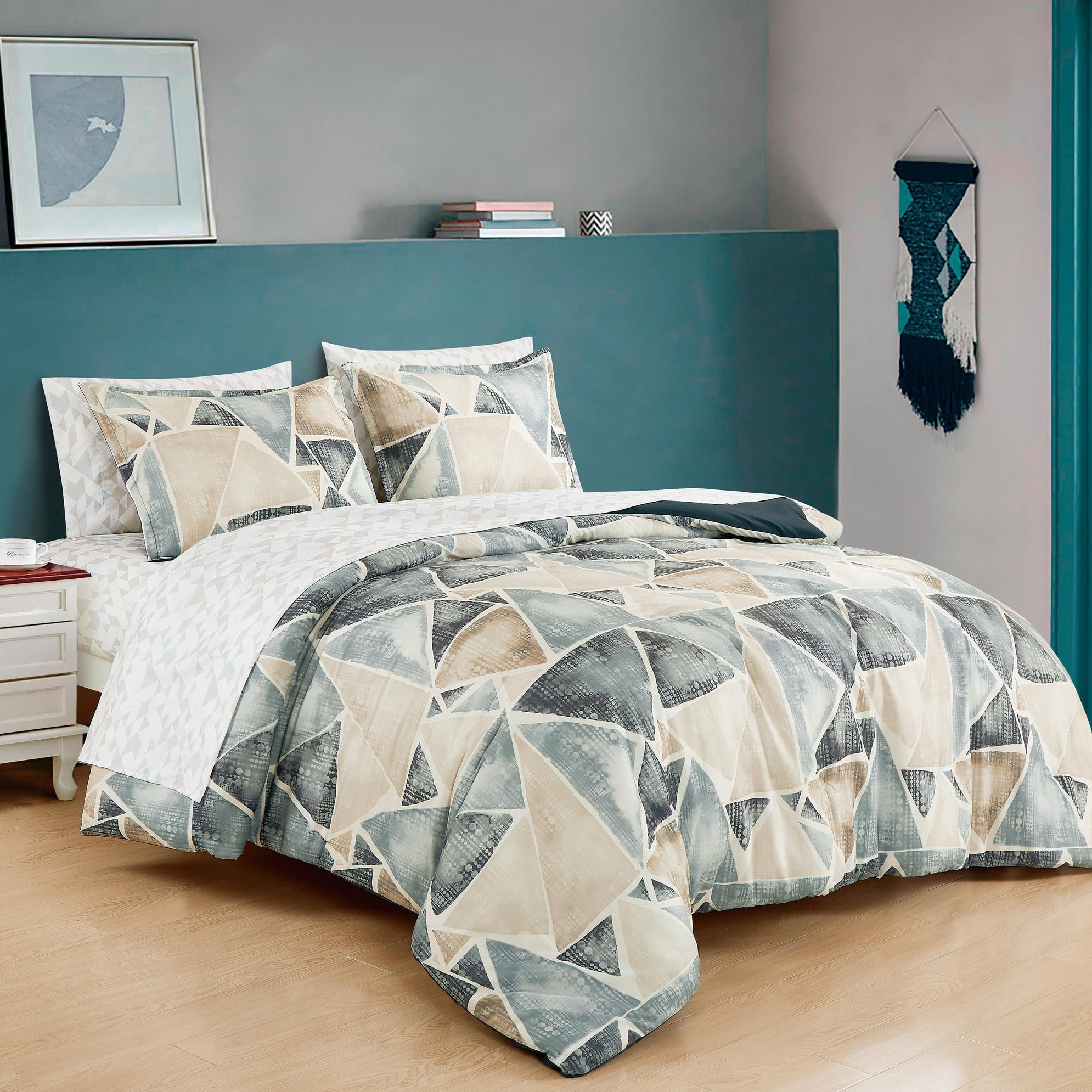 EvJK 7-Piece Comforter Set – Warm & Cozy Polyester, Plush & Cozy, Reversible, Decorative Bedding Set – Twin