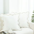thumbnail image 1 of EvJk 2 PCS Decorative Aesthetic Throw Pillow Covers with Scalloped Border, 18" x 18", White and Camel, 1 of 8