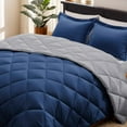 thumbnail image 1 of EvJk 3-Piece King Comforter Set – Navy/ Light Gray Reversible All Season Bedding, 1 of 5