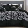 thumbnail image 1 of EvJk Luxury 7-Piece Comforter Set – Classic Black and White Floral Design, King, 1 of 6
