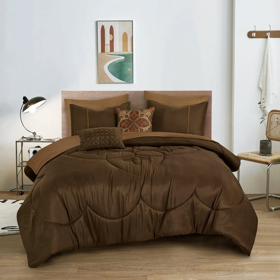 EvJk Luxury 9-Piece Comforter Set – Cozy Solid Color Design, King