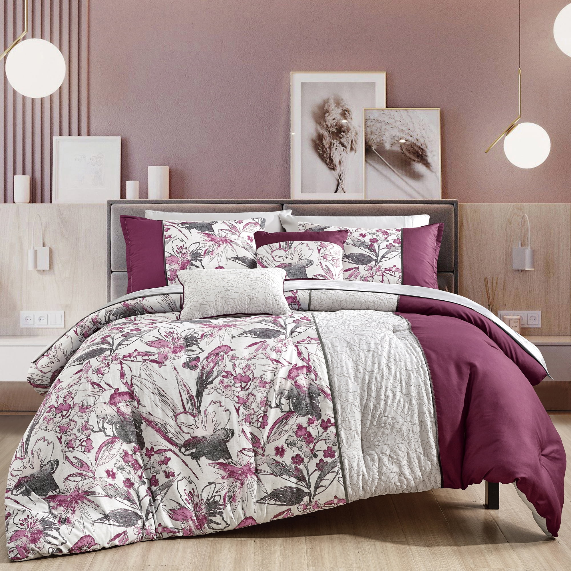 EvJk Luxury 9-Piece Comforter Set – Elegant Quilted Print Design, CAL.KING